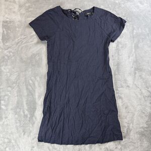 Theory Women’s Sz 4 Navy Blue Linen Blend Lace Back Raglan Shift Dress